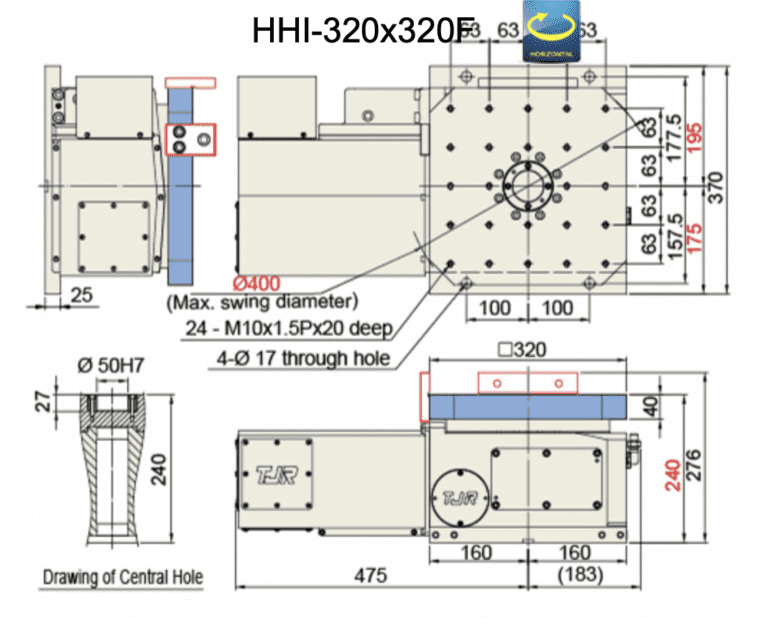 Горизонтальный поворотный индексный стол с ЧПУ TJR HHI-320x320