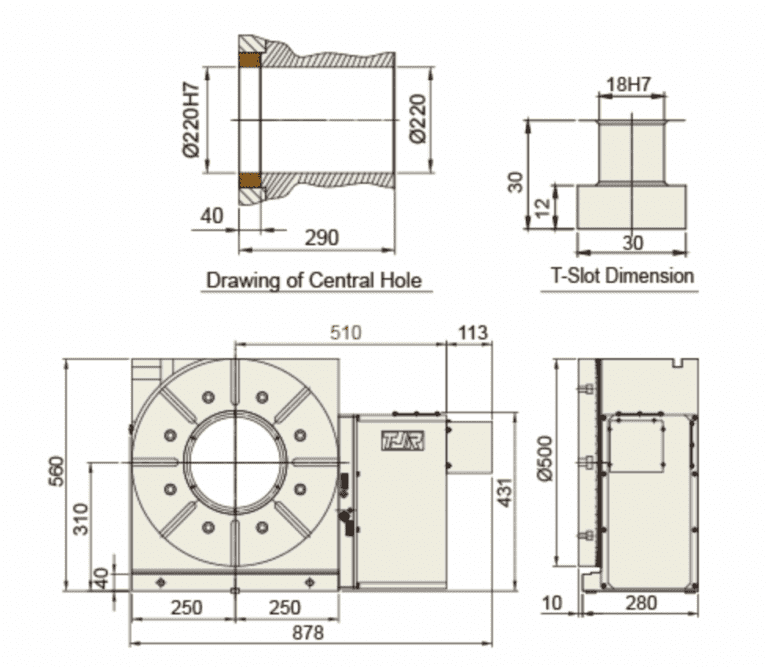 Индексный поворотный стол с ЧПУ TJR HI-500 ø500 мм